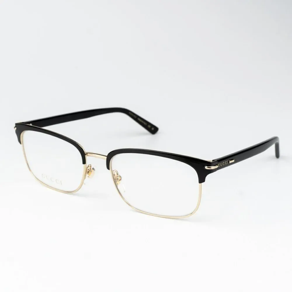 NEW Gucci GG1448O 001 Gold Rectangle Unisex Eyeglasses